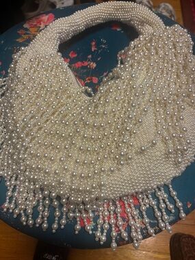 Beaded Pearl Fringe Handbag - Ivory